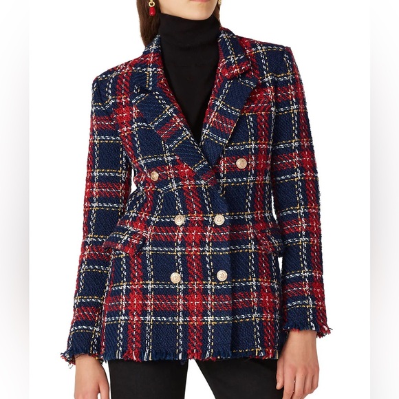 BlankNYC Red and Blue Prep School Plaid Blazer - Picture 6 of 6